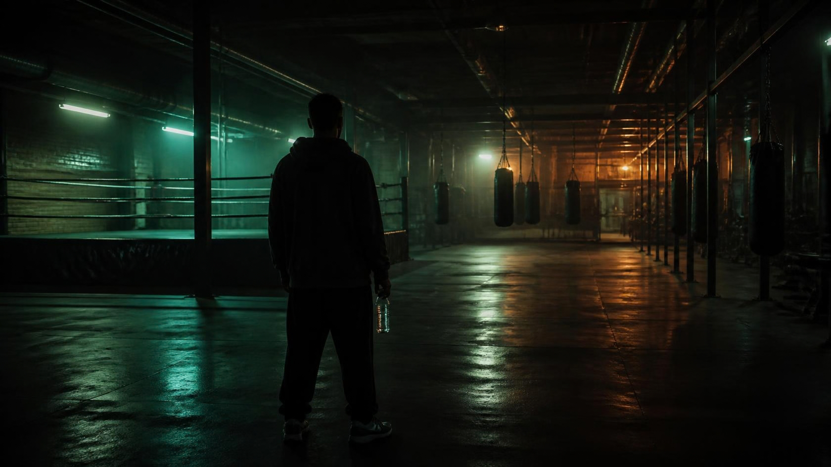 Empty training floor late at night
